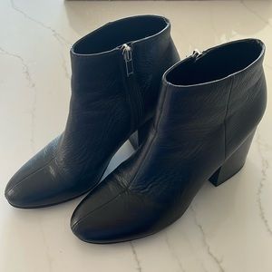 Marc Fisher Black Leather Block Heel Boots Size 8